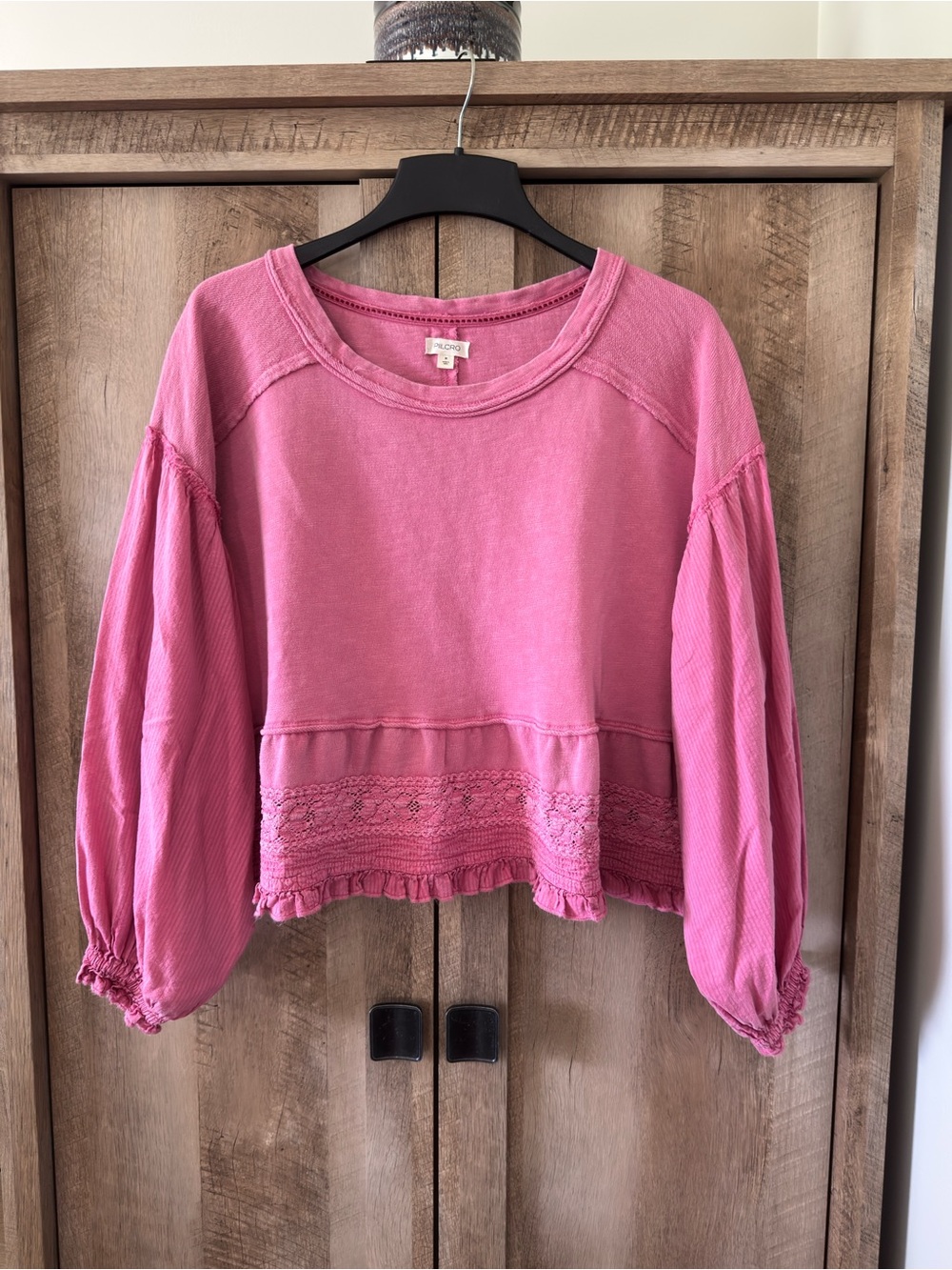 Anthropologie Pilcro Long-Sleeve Crop Babydoll Top